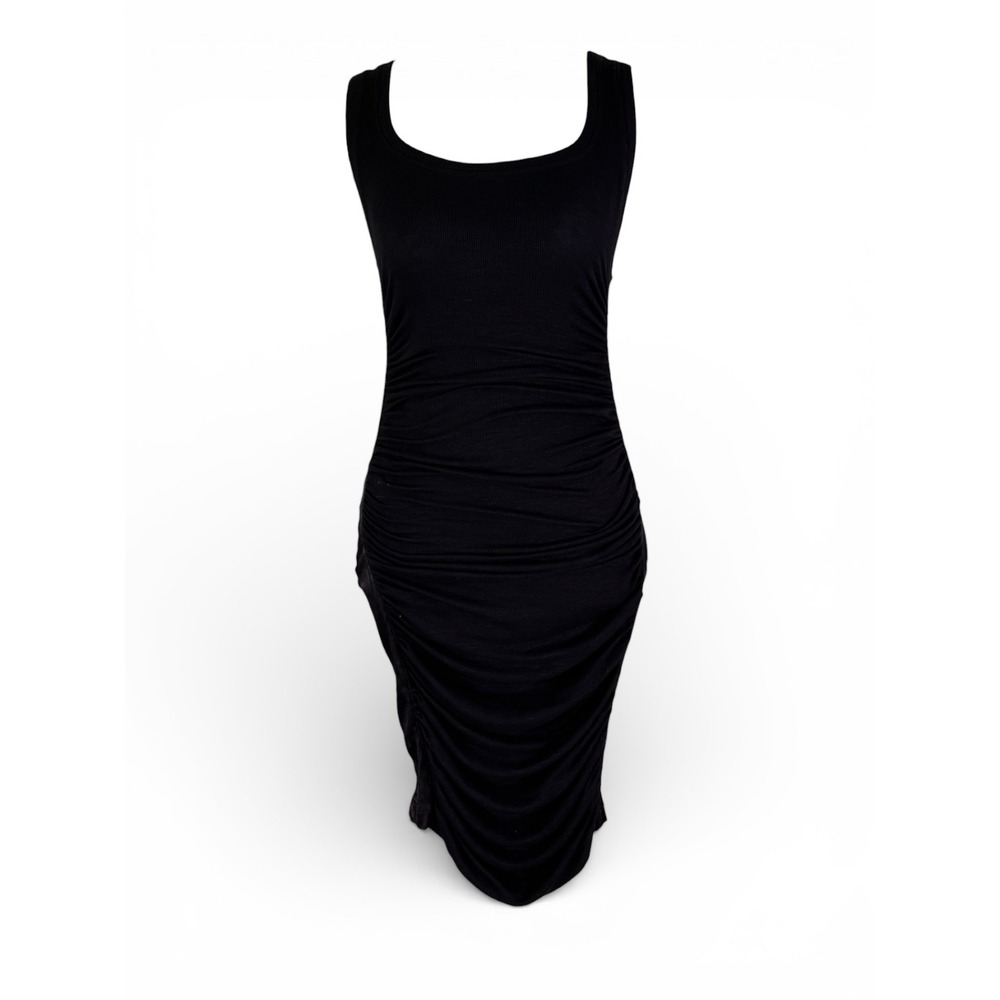 Daily Practice by Anthropologie‎ Sloan Slim Square-Neck Ruched Dress Black XXS
